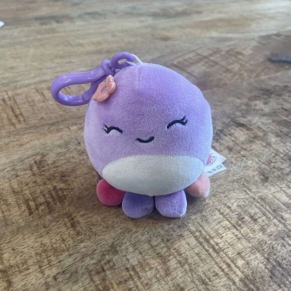 Squishmallows Beula - Purple Octopus w/Multicolored Tentacles 3.5" Clip-On Plush - Picture 2 of 9